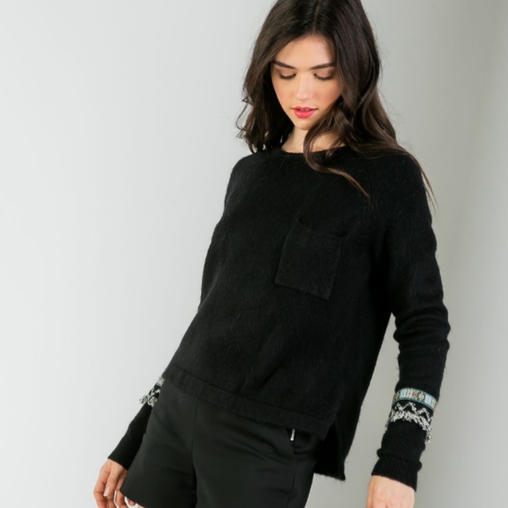 Embellished Cuff Sweater